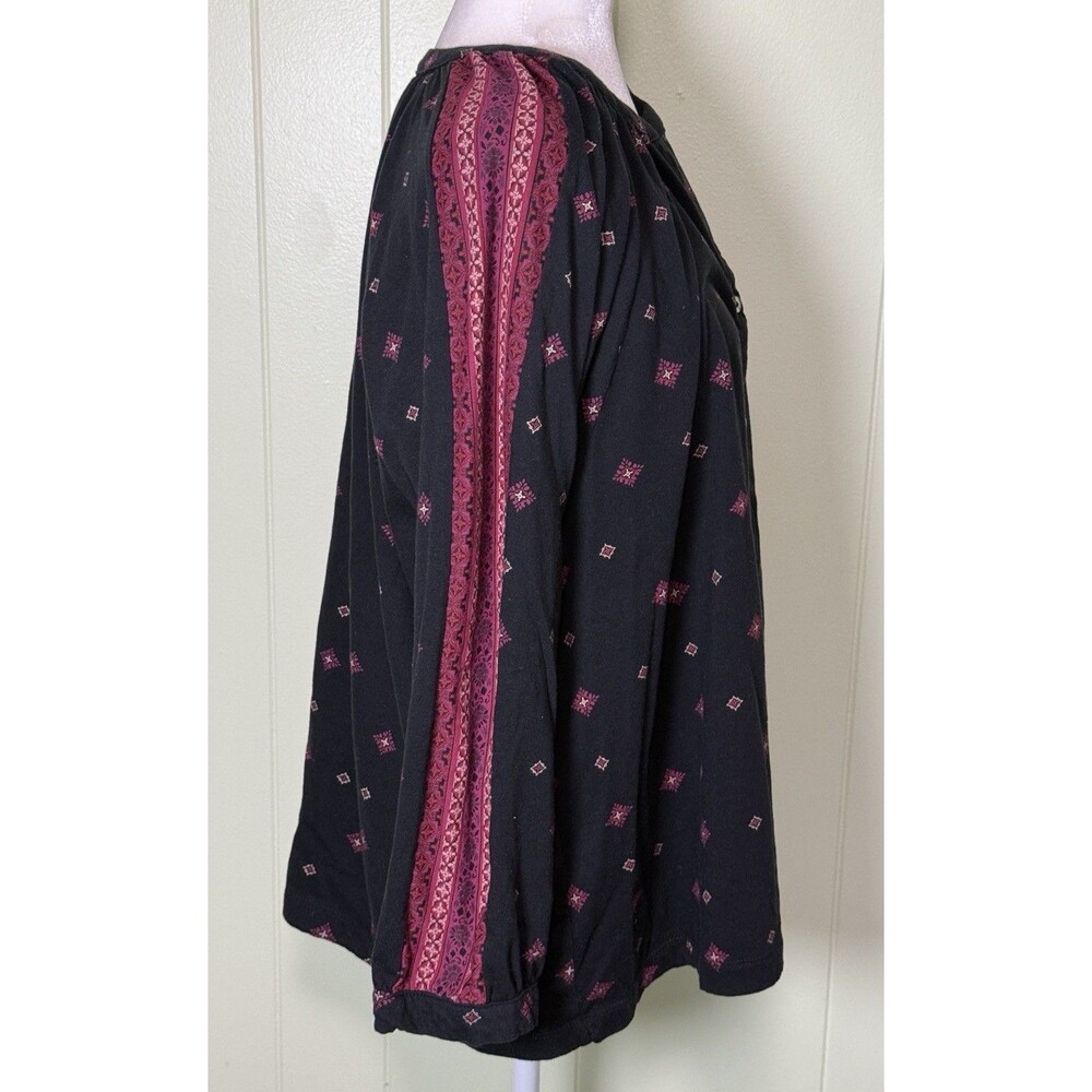 Women Indie Print Blouse Navy Long Sleeve Casual Everyday‎ Relaxed Size 3XL - Picture 4 of 8